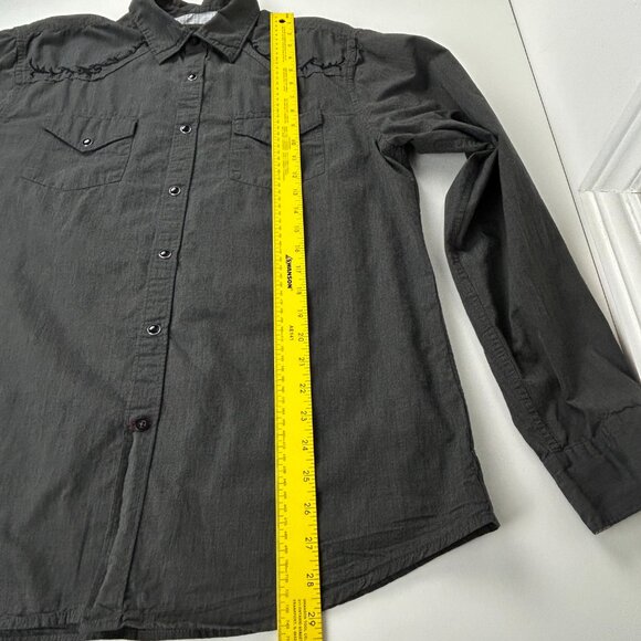 Guess Shirt Mens L Pearl Snaps Embroidered Grey Contrast Trim Western Cowboy - Picture 10 of 15
